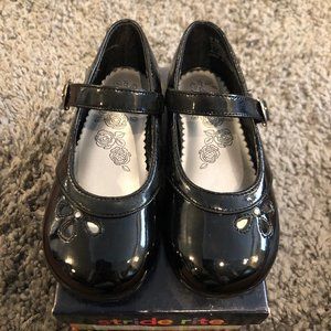 Girls Stride Rite Black Patent Velcro Dress Shoes